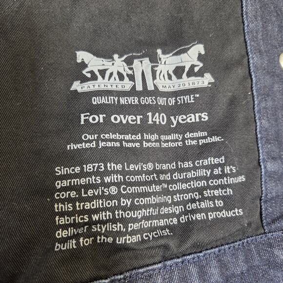 Levis Commuter Pro Denim Men's Trucker Jacket Indigo Blue Men’s XL Vented Hooded - Picture 13 of 16